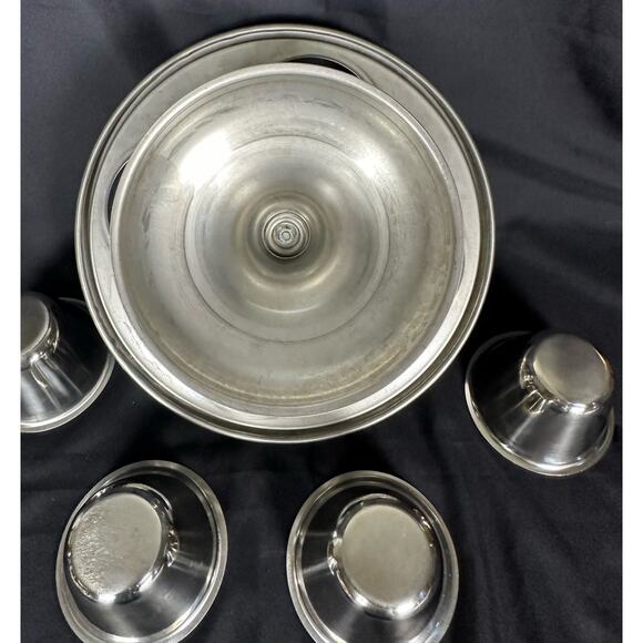 Mid-Century Modern Large Stainless Condiment Snack Holder Lazy Susan - Picture 6 of 7